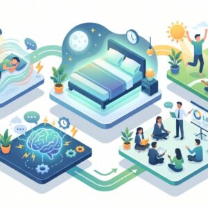 Изометрическая иллюстрация курса Сон как инструмент для саморазвития на чистом белом фоне